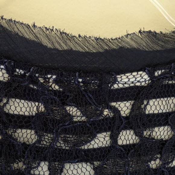 Anthropologie Meadow Rue Navy Blue Striped w/ Lace Overlay Tunic Tank Top Size M - Picture 5 of 8